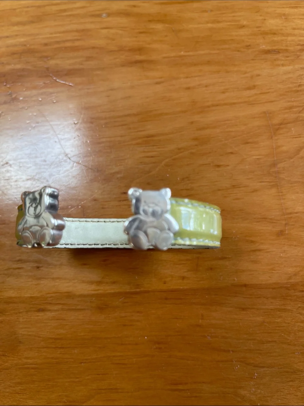 TOUS Sterling Silver Bear Patent Leather Cuff Bracelet